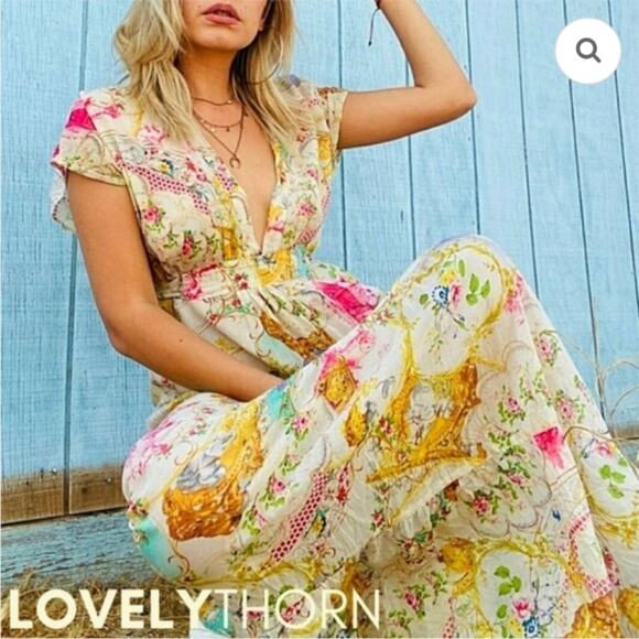 Daughters of the Revolution Floral Maxi Dress XS Boho Cottagecore Feminine Tier - Picture 1 of 11